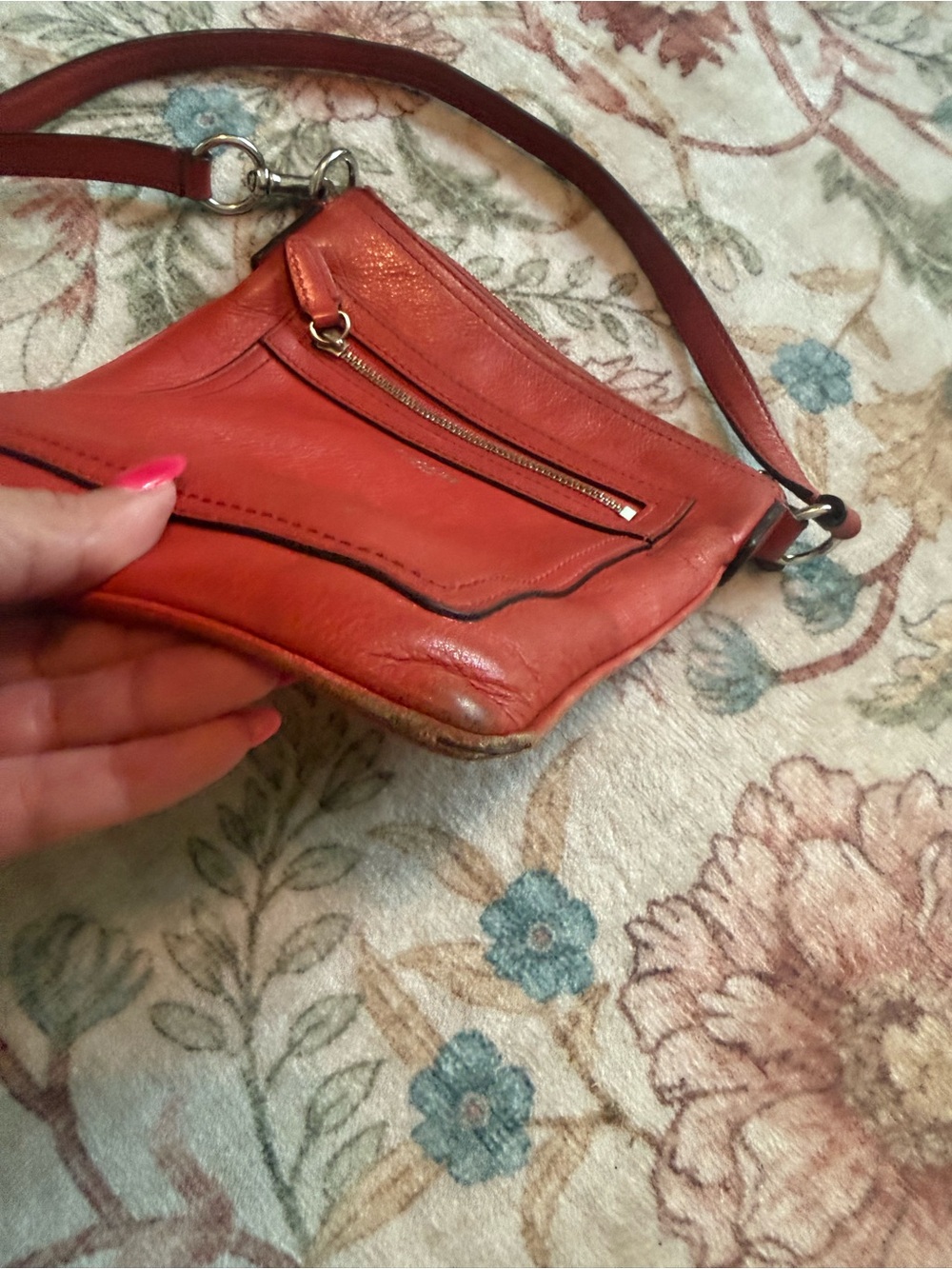 Coach Red Leather Crossbody Bag with Front Zip Pocket - Picture 5 of 11